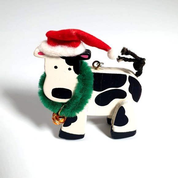Handmade Cow Ornament Vintage Farm Tree Decoration Classic Christmas Holiday - Picture 1 of 3